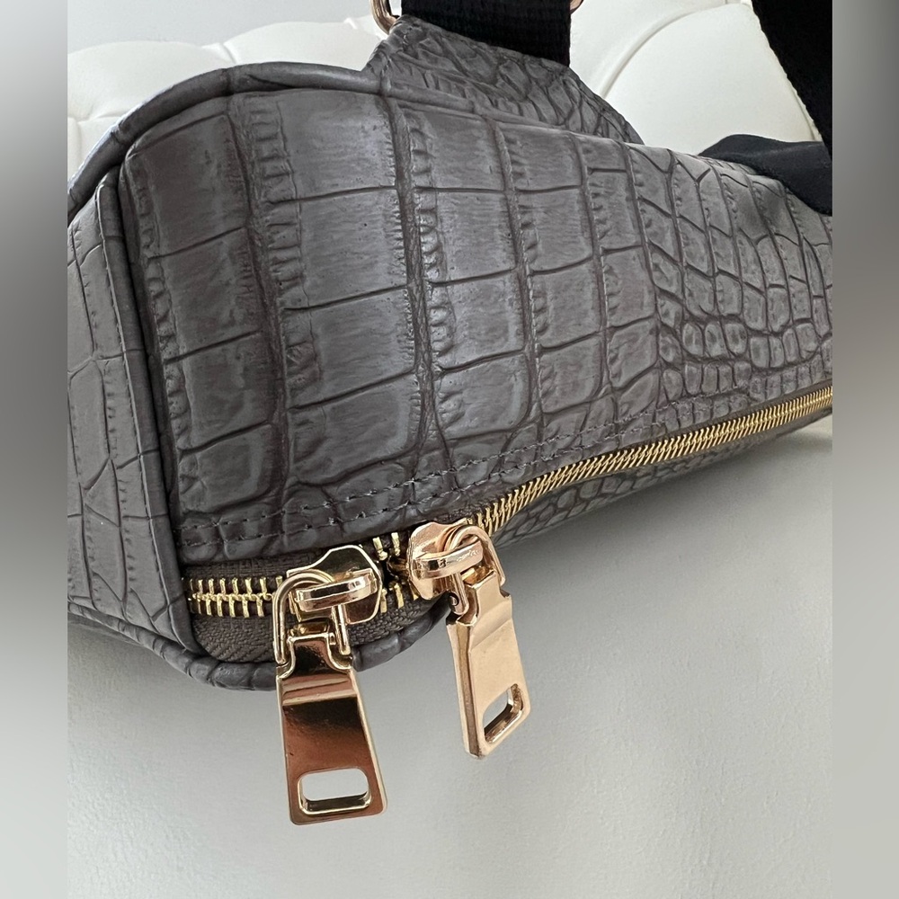 Gray Crocodile-Embossed Backpack - Picture 8 of 13